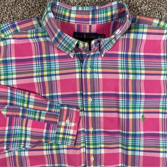 Ralph Lauren Other - Ralph Lauren Mens 2XLT Blue Pink Green Plaid Oxford Shirt Pony Logo Long Sleeve